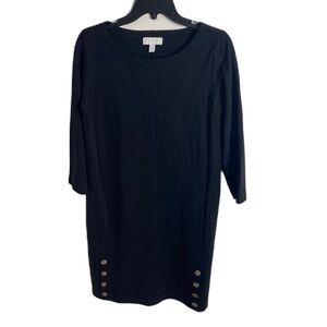 White Label The White Company Black Dress Sz 8 Button Bottom Accent Long Sleeve